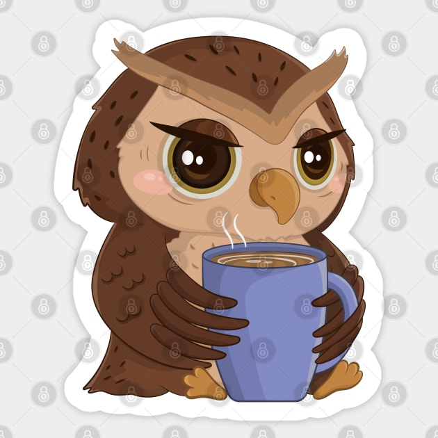 Cute Coffee Owl Sticker by HamilcArt